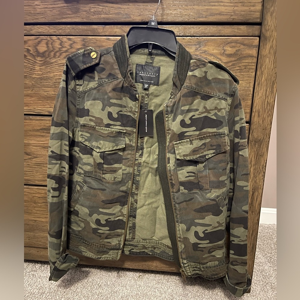 Sanctuary Jacket Size S Womens Green Camp Camo War Is Over Field Military Twill